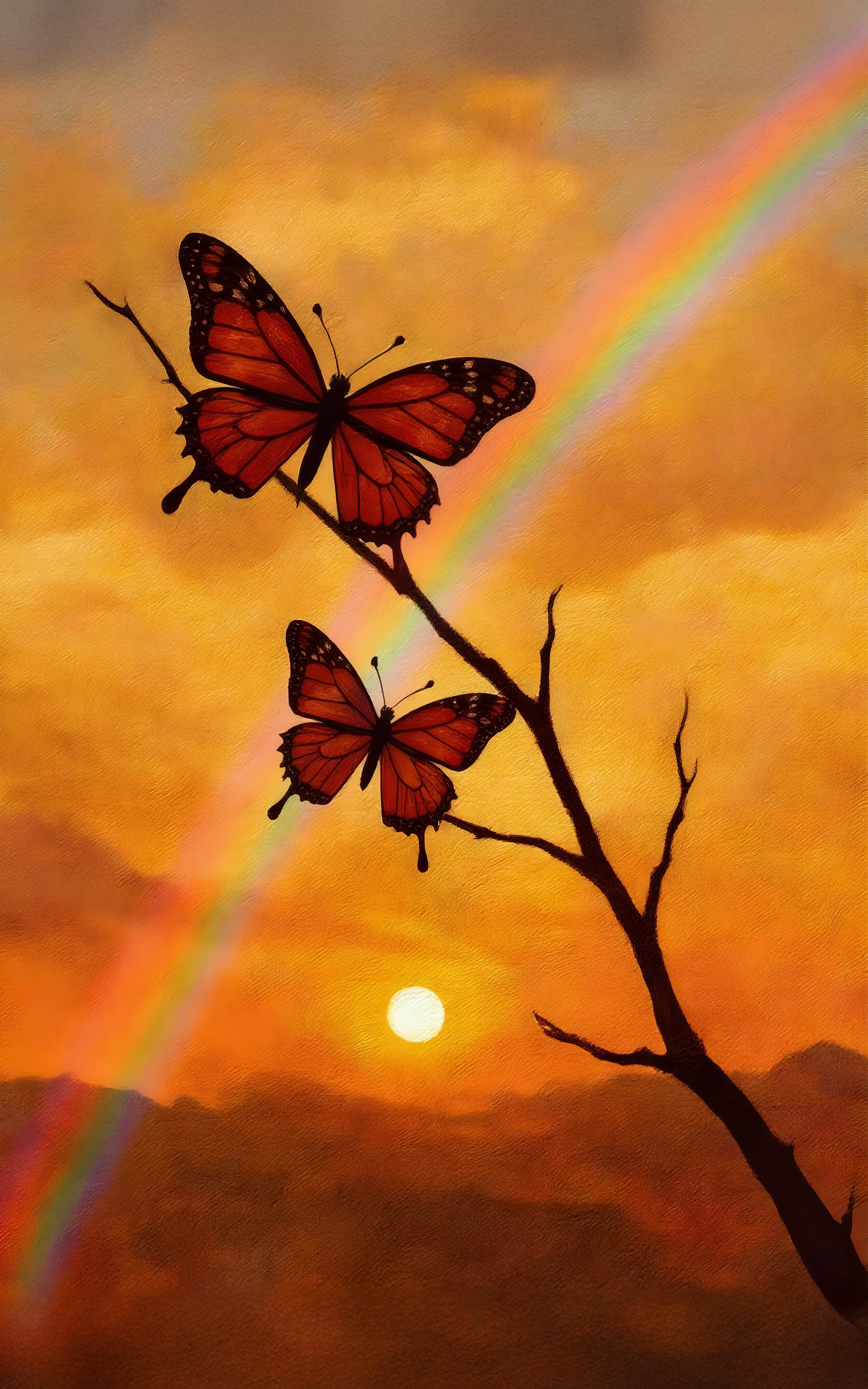 Sunset Butterfly Rainbow