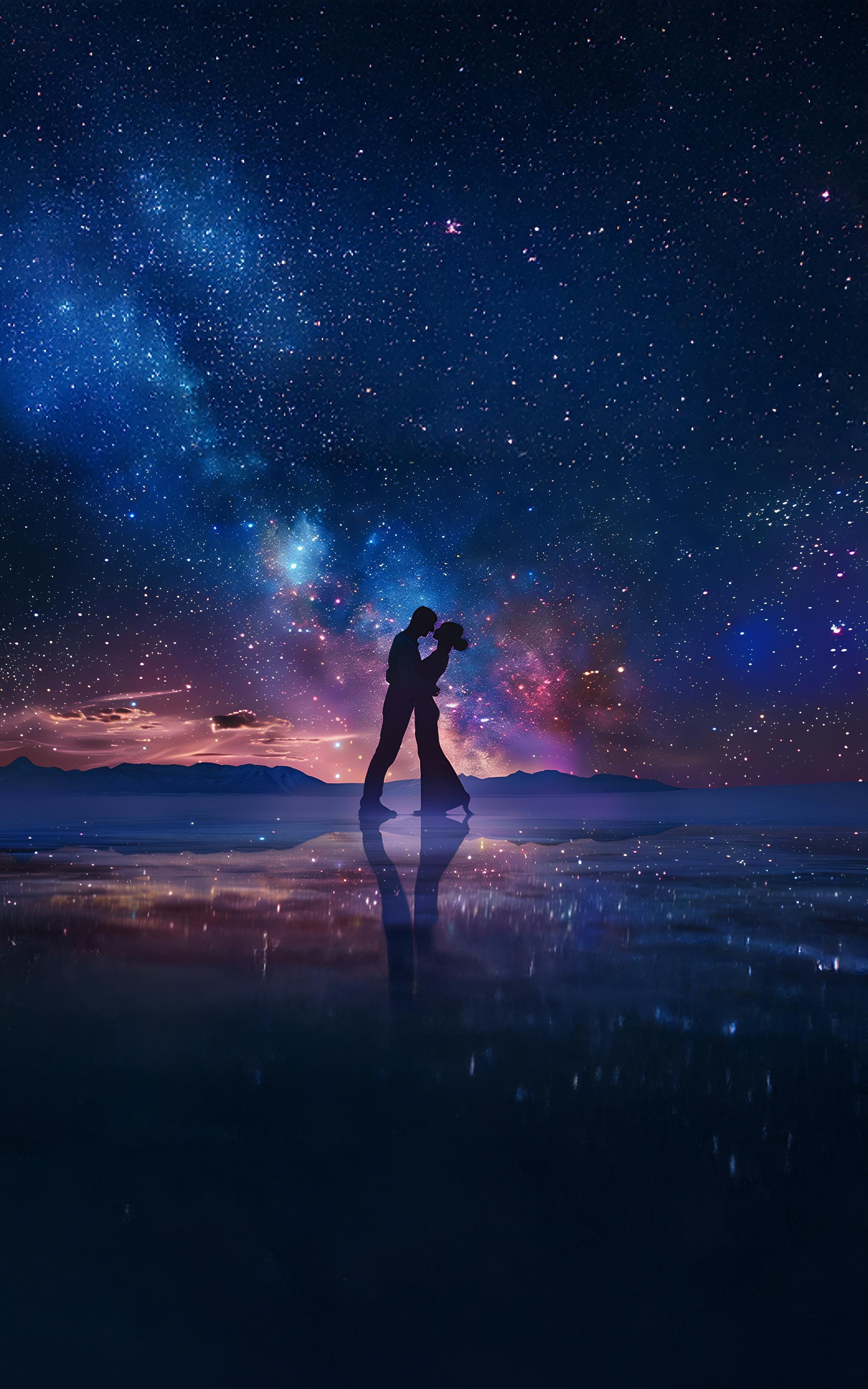 Starlit Lovers Embrace