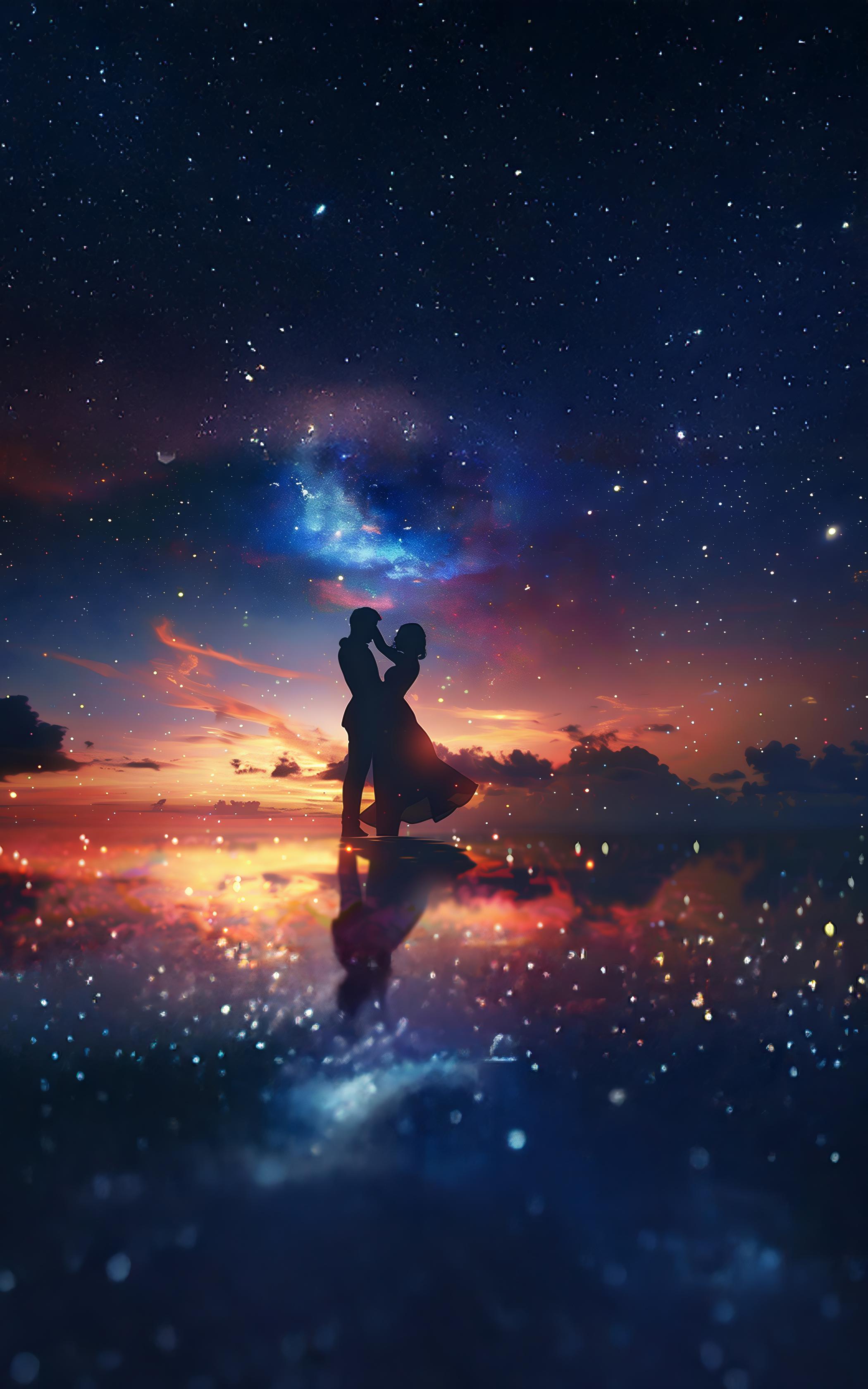 Starlit Lovers Embrace