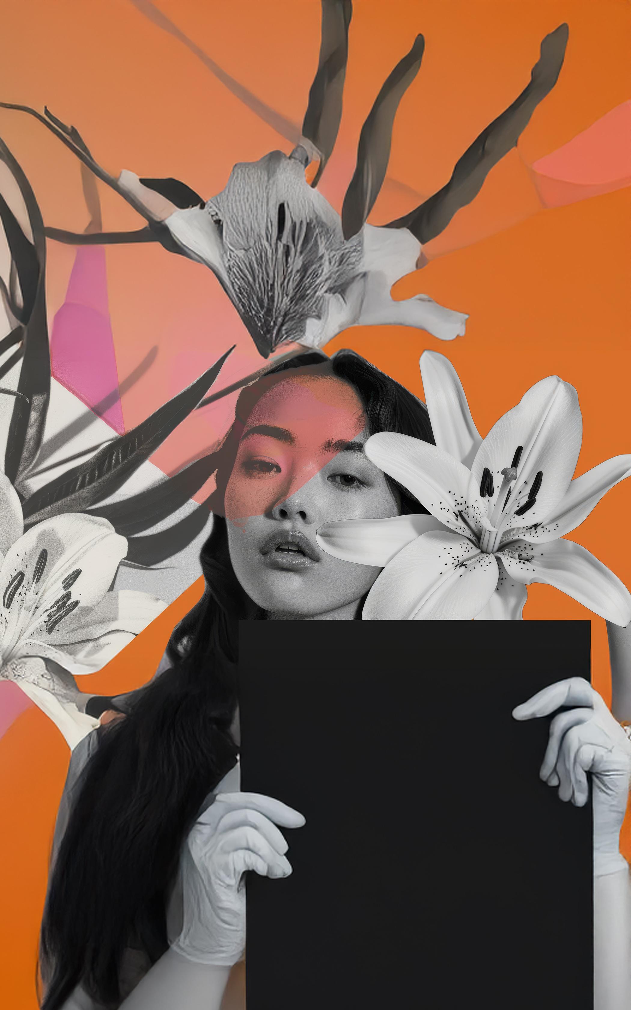 Floral Contrast Portrait