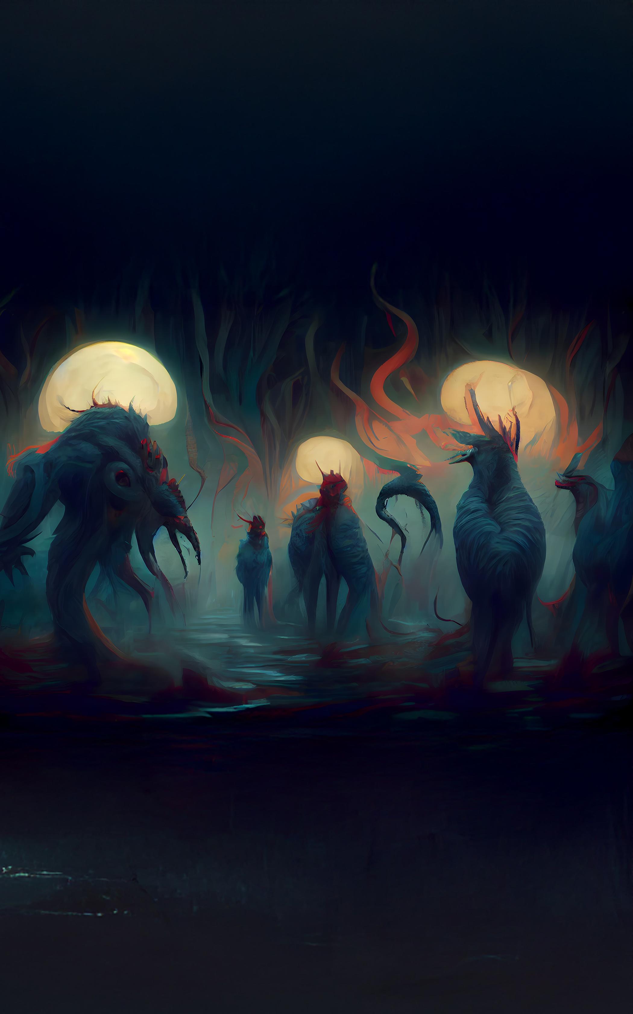 Eerie Moonlit Beasts