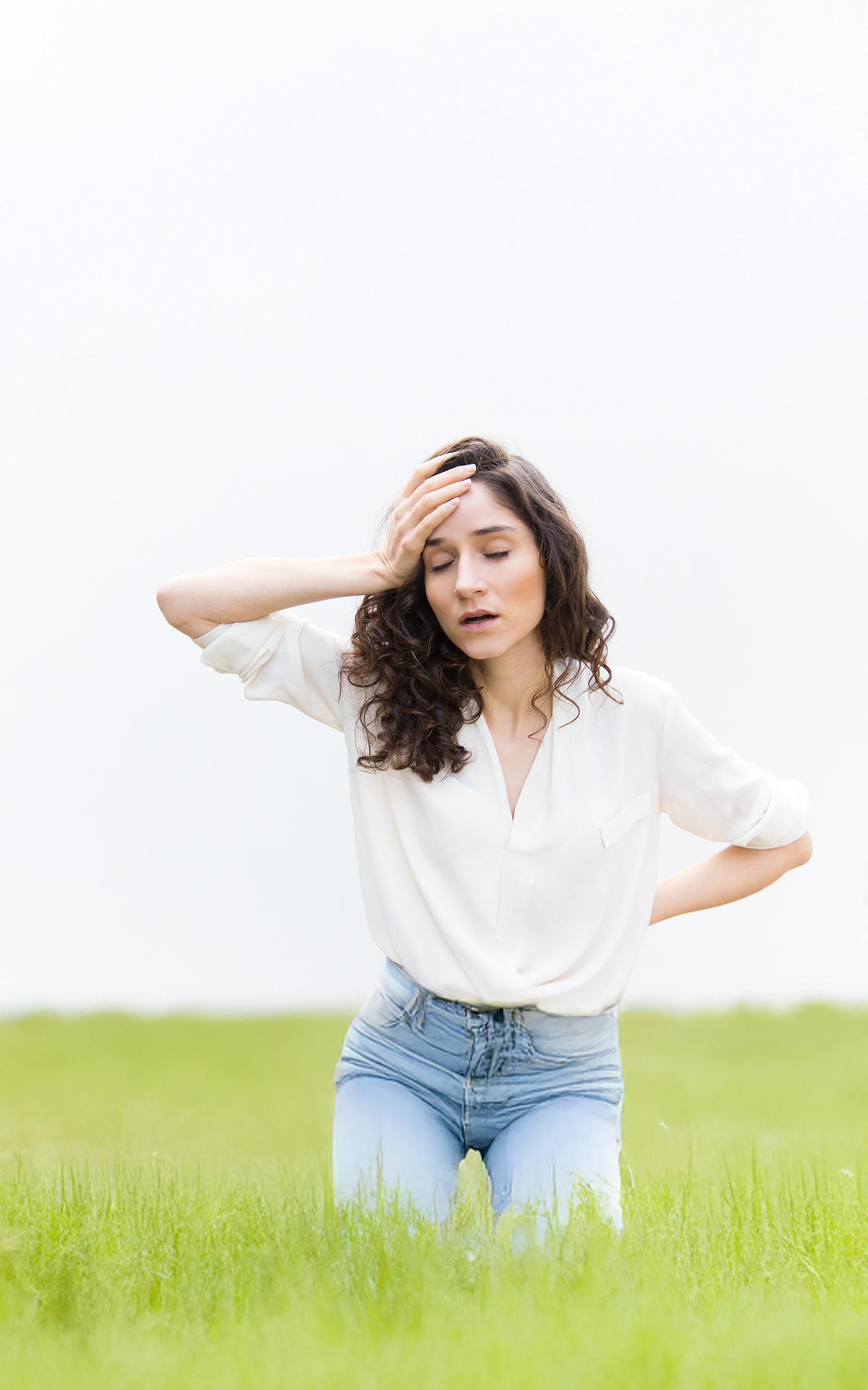 Exhausted Woman Outdoors