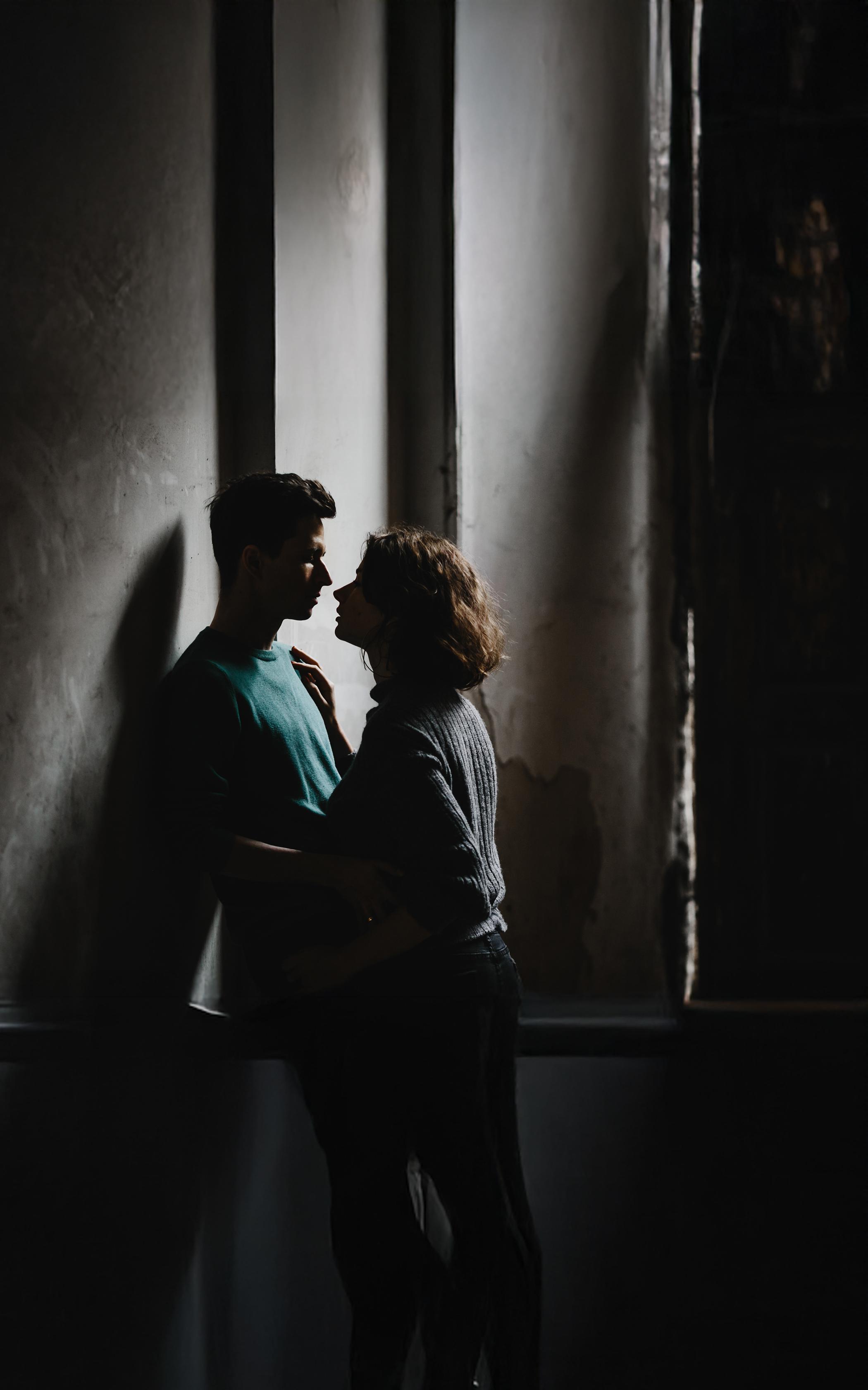 Intimate Shadowed Embrace