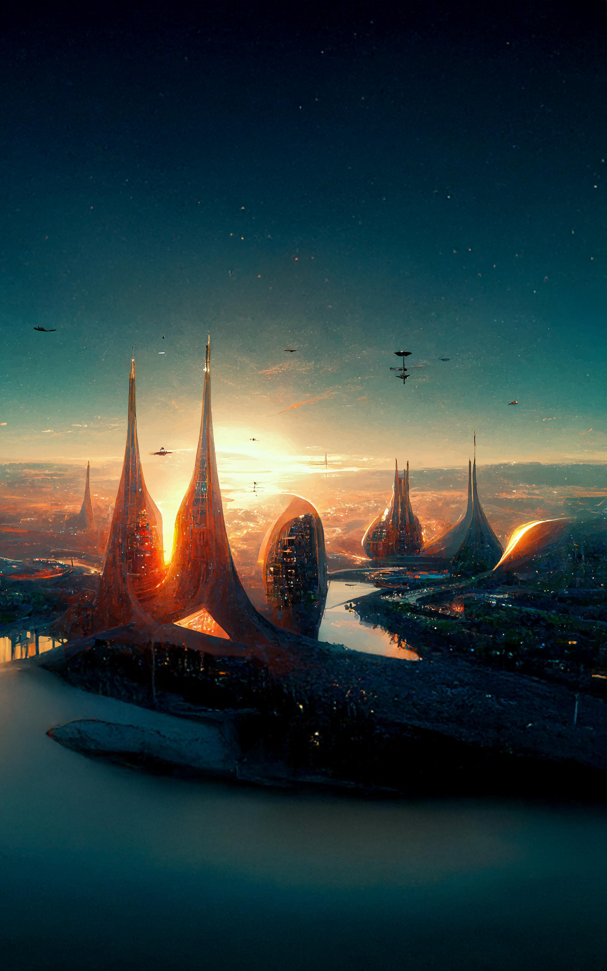 Sunset Futuristic Skyline