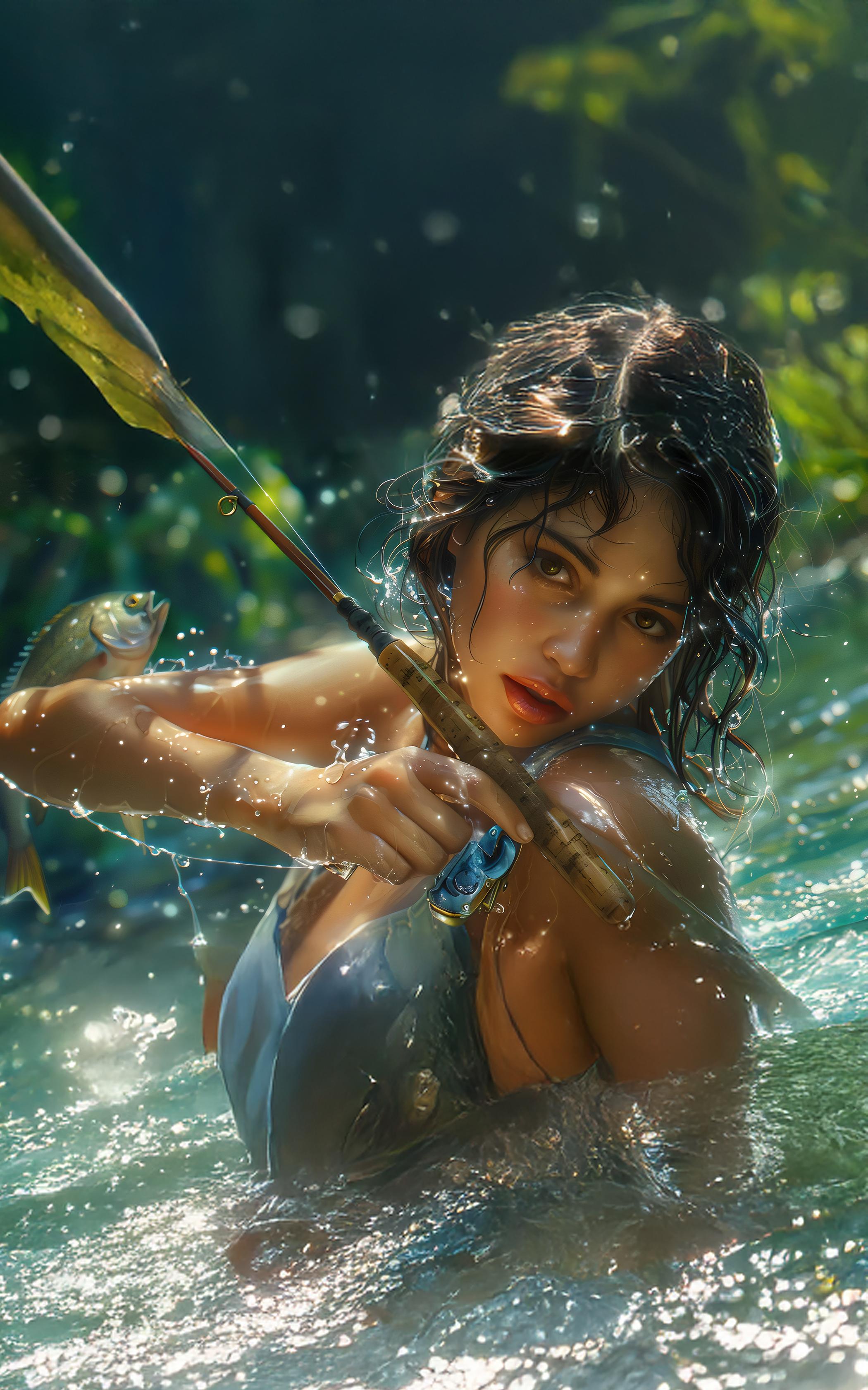 Sunlit River Huntress